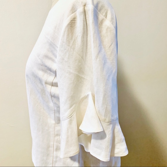 NWT Club Monaco linen flutter sleeve top S - Picture 4 of 7